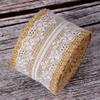 1 Rol 2M×5cm Natuurlijk Jute Linnen Lint, Rustiek Vintage Linnen Kantrand voor Bruiloftsdecoratie, Kerstfeest & Knutselbenodigdheden