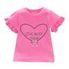 Baby Girls Sommer Bomull Letter Hjertetrykk T-skjorte Topper Bluse Kortermet Barn Uformelle T-skjorter