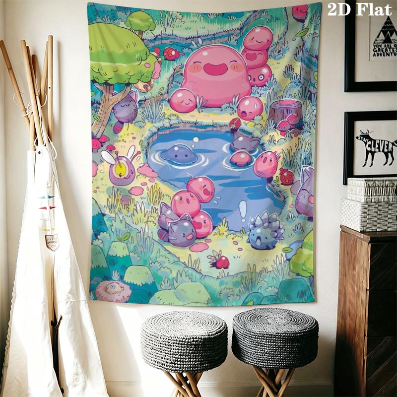 Slime Rancher Wall Tapestry Aesthetic Wall Hanging Printed Fabric Blanket Decorative Tapestries for Bedroom Living Room Home Decor