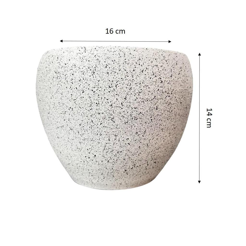Weißer Granit-Erde-Topf, Blumentopf, Pflanzgefäß, Wohnzimmer-Blumenhalter – 15 cm