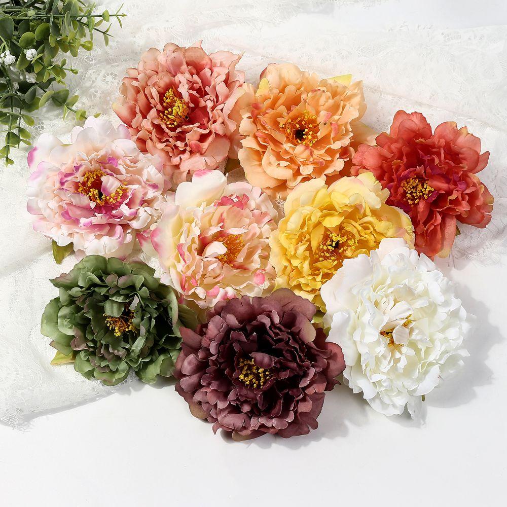 2/5Pcs 12cm Peony Artificial Silk Flowers Heads for DIY Wreath Gift Box Scrapbooking Wedding Home Party Decora Craft Fake Flower