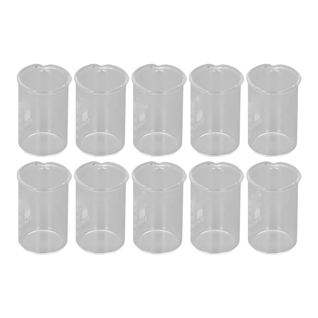 10PCS Beaker Borosilicate Glass Clear Scale Laboratory Beaker for Academic Industrial Experiment 10ml