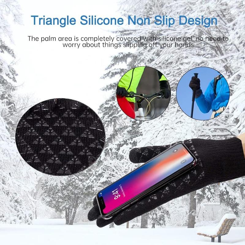 3sets Women Men Warm Winter Touch Screen Gloves Cold Warm Wool Knitted Gloves Wool Full Finger Outdoor Cycling Driving Glove