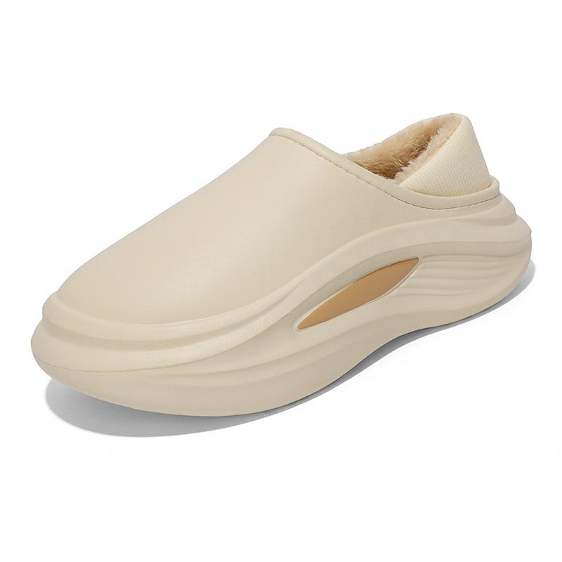 Winter new cotton slippers indoor home velvet thermal shoes waterproof couple non-slip thick-soled fluffy slippers
