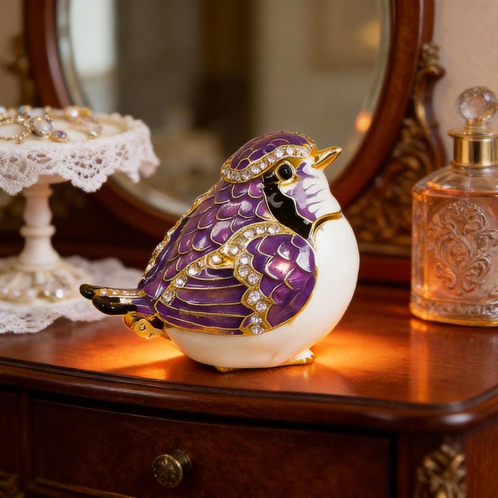 Creative Animal Ornament Jewelry Box with Enamel and Diamond Inlay