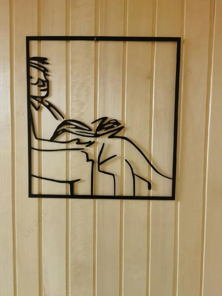 Metal Wall Art Decor Man Reading Book Vintage Steel Panel