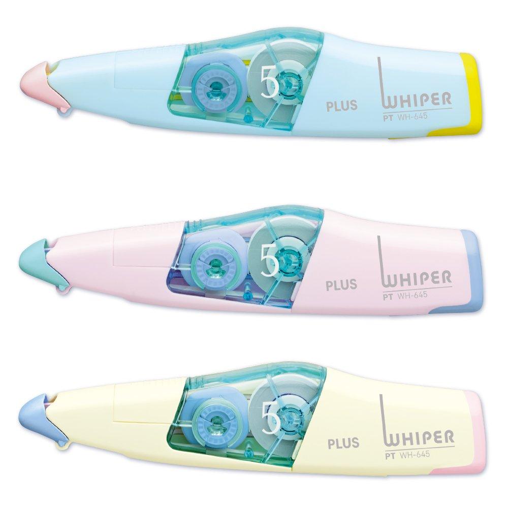 Plus Correction Tape Whiper PT 5mm, 3 Colors (1 of each)