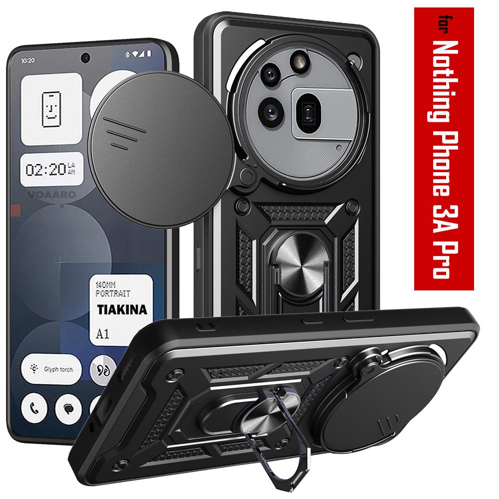 Slide Lens Armor Funda for Nothing Phone 3A Pro 5G Case for Nothing Phone 3A Pro Case Magnetic Ring Stand Holder Cover