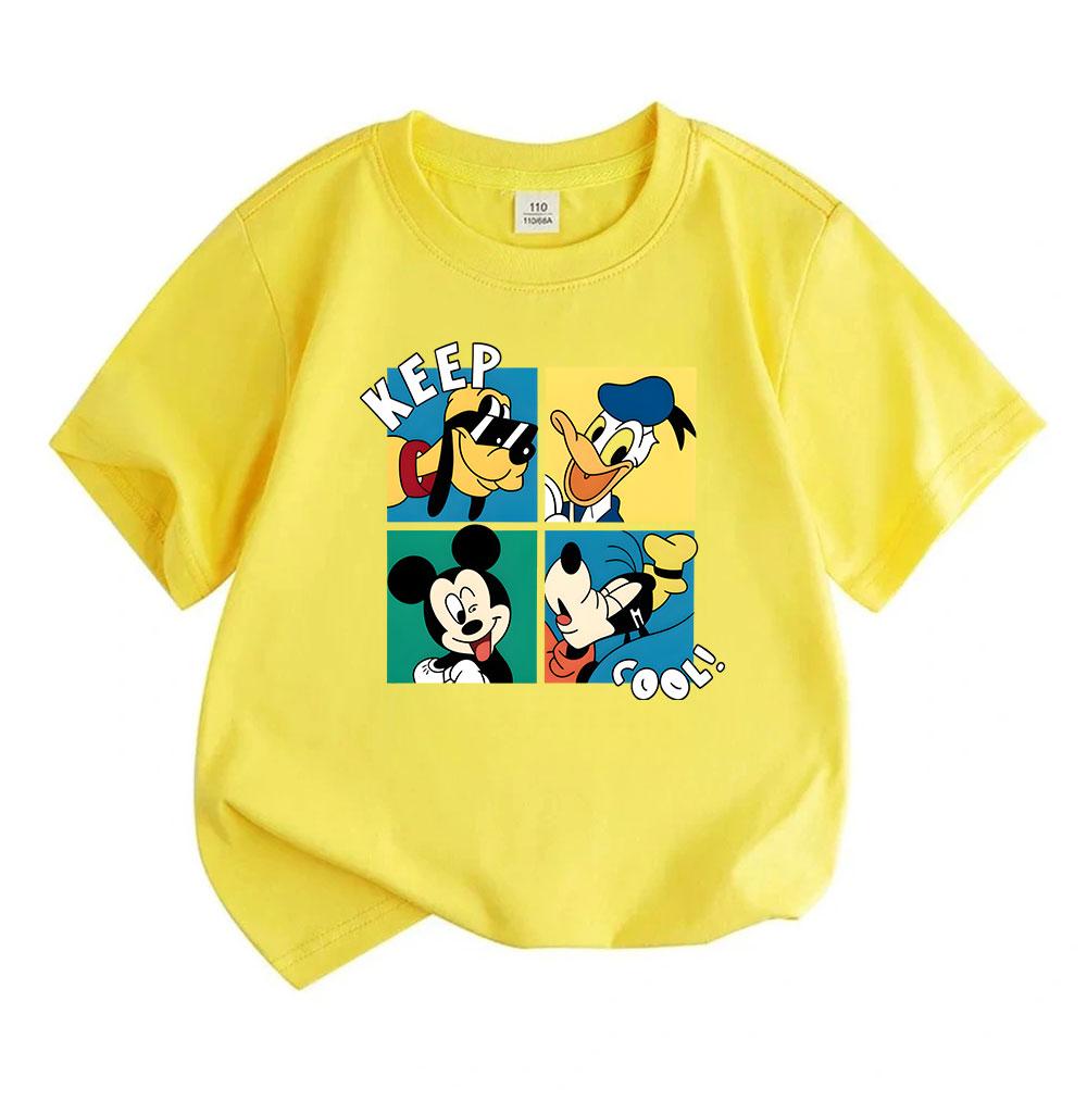 Kids Boys Girls Crew Neck Short Sleeve 100% Cotton T-Shirt, Cartoon Cute Animal Printed Casual Loose Tee Top for Daily Wear Summer Outfits