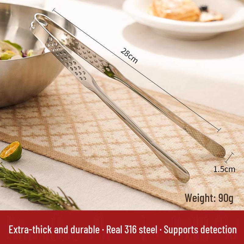 316 Edelstahl Anti-Verbrühung Verdickte Grill- und Küchenzange für Steak und Buffet