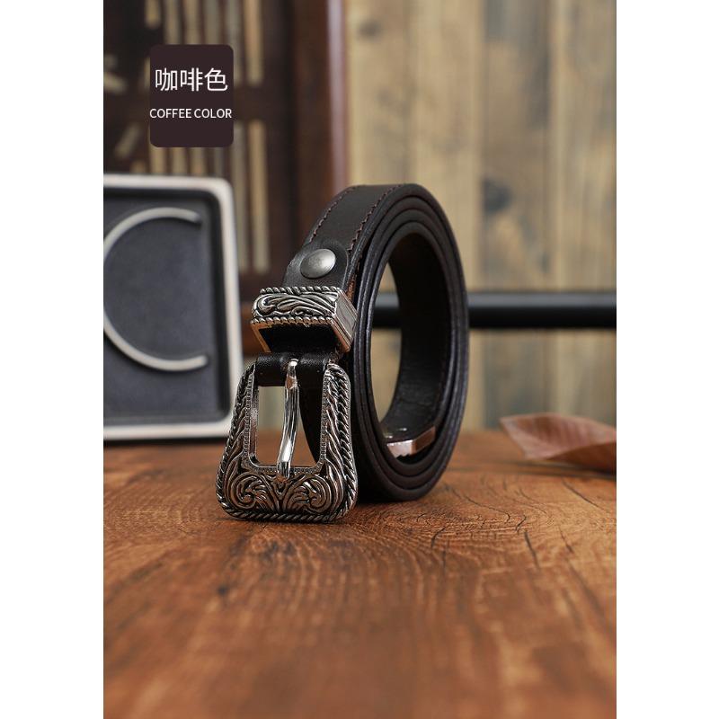 

Женский ремень из натуральной кожи коровьей шкуры первого слоя, модный и трендовый, с ретро пряжкой-булавкой Extended model can be customized. темно-коричневого