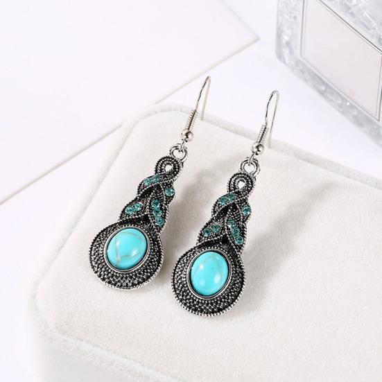 1 Set Women Necklace Earrings Faux Turquoise Vintage Jewelry Electroplating Sparkling Jewelry Set for Party