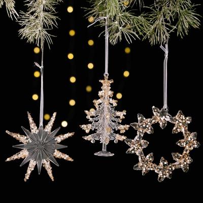 1 Pièce Pendentif Acrylique Paillettes Flocon de Neige Transparent Couleur Unie Décoration Scène Arbre de Noël Ornement de Fête Pratique