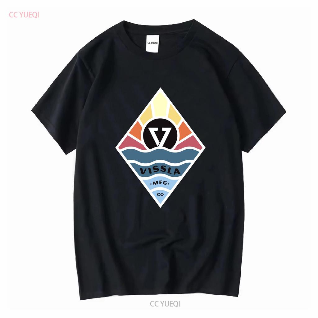VISSLA Black 2 Sided Logo T Shirt A Grade Mens Size Large vintage Washed Stretched fashion streetwear Comfortable Unisex