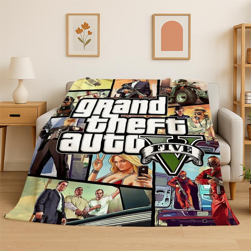 

GTA Grand Theft Auto Games Flannel Blanket Soft Warm Throw Blanket for Bedroom Living Room Bed Travel Camping Picnic Kid Gift 75x90cm