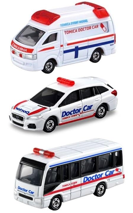 Takara Tomy Tomica Doctor Car Set 3 Types Tomica Shop Original Levorg Toyota Coaster Event Model Tomica Town Doctor Car Specification No.9