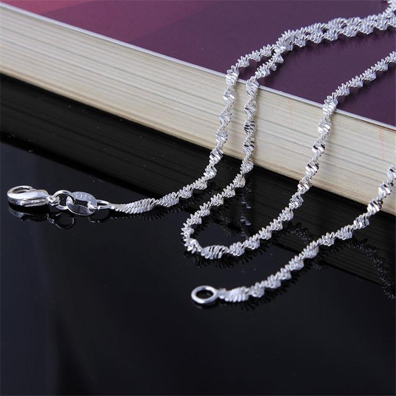 Cross Border Goods From Europe America Along Island Silver Plated Necklaces Jewelry Women Water Wave Chain Pendants With Short Collarbone Accessories