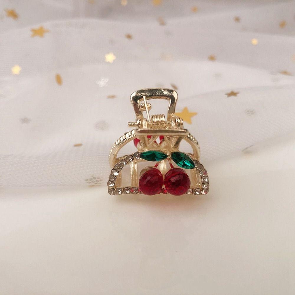 Little Grab Clip Rhinestone Hairpin Korean Style Headwear Cherry Hair Claw Female Hair Accessories