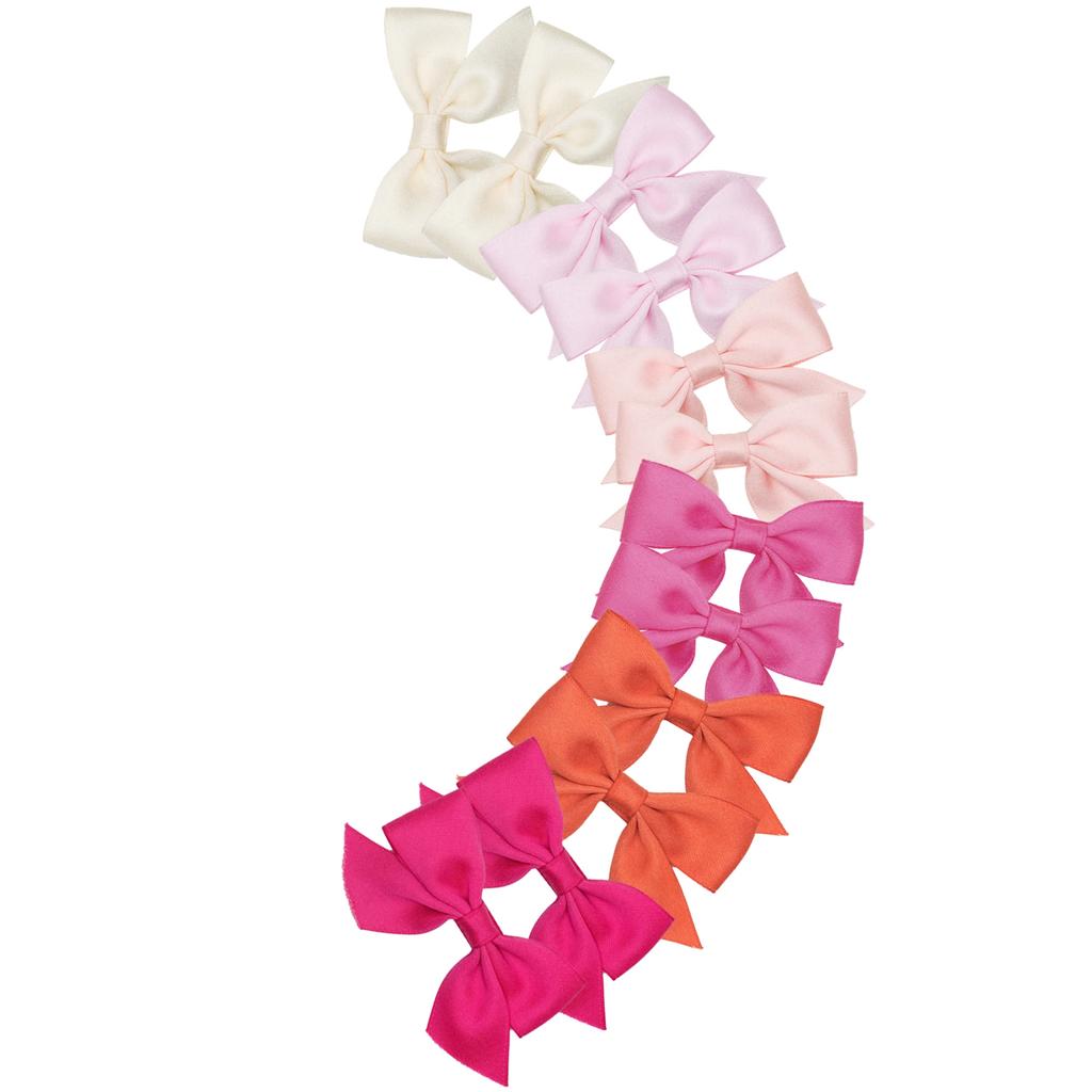 12PCS Baby Girls Tail Hair Bows Clips 3 Inch Hair Bows Fully Ribbon Wrapped Clips for Infant and Baby Girls in Pairs