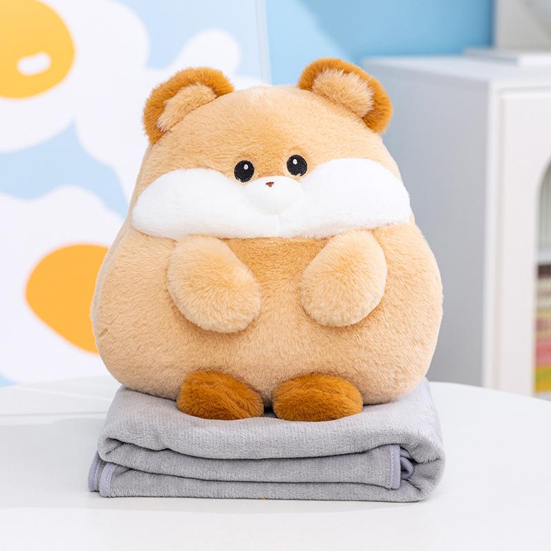 Cute Animal Penguin Hamster Pillow Blanket Plush Toy Doll Rabbit Cat Doll Home Pillow Blanket