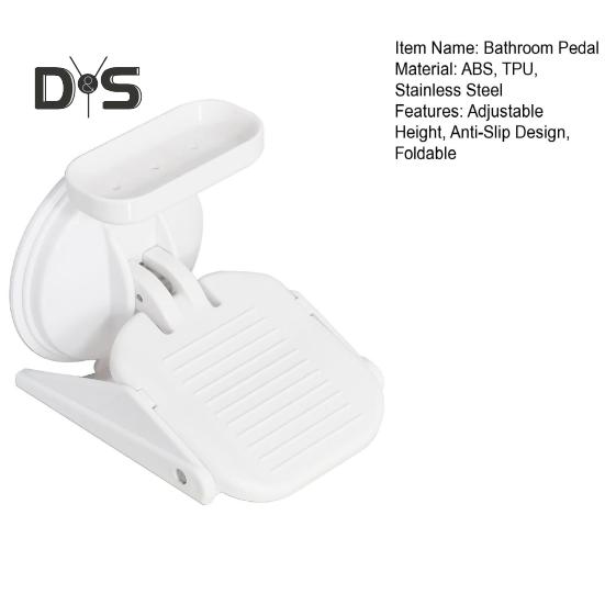 Pedal de banheiro com altura ajustável, design de ventosa sem furadeira, pedal largo antiderrapante, apoio para os pés de chuveiro que economiza espaço