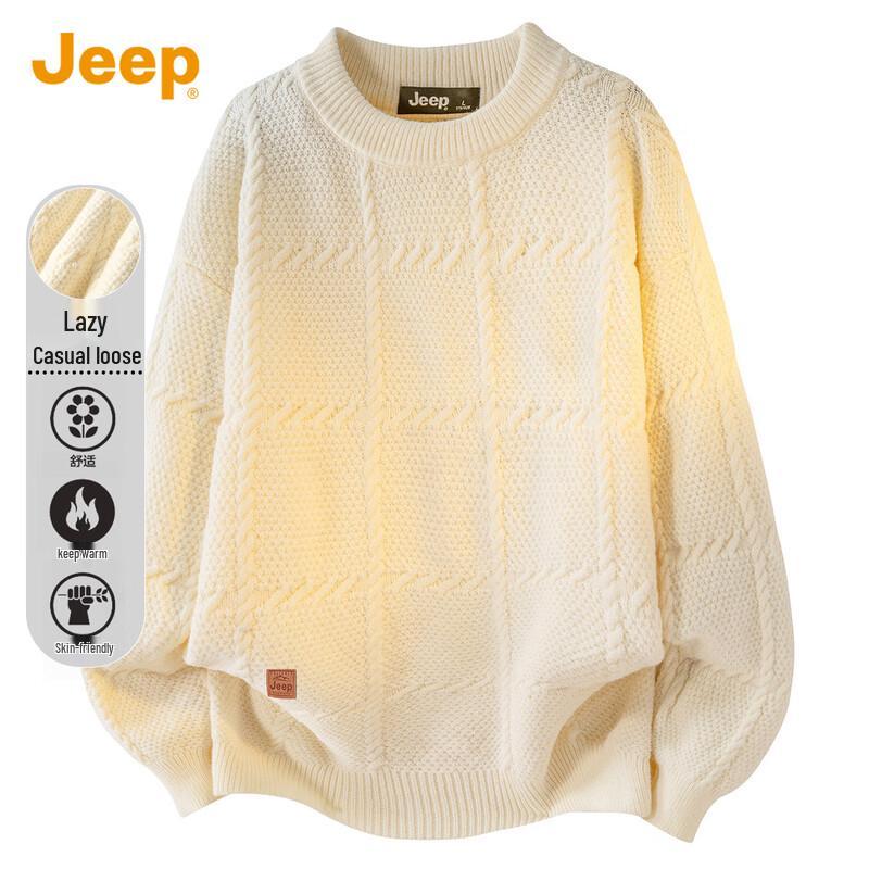 Мужской джемпер JEEP с жаккардовым узором ромбы 3XL грязно-белый