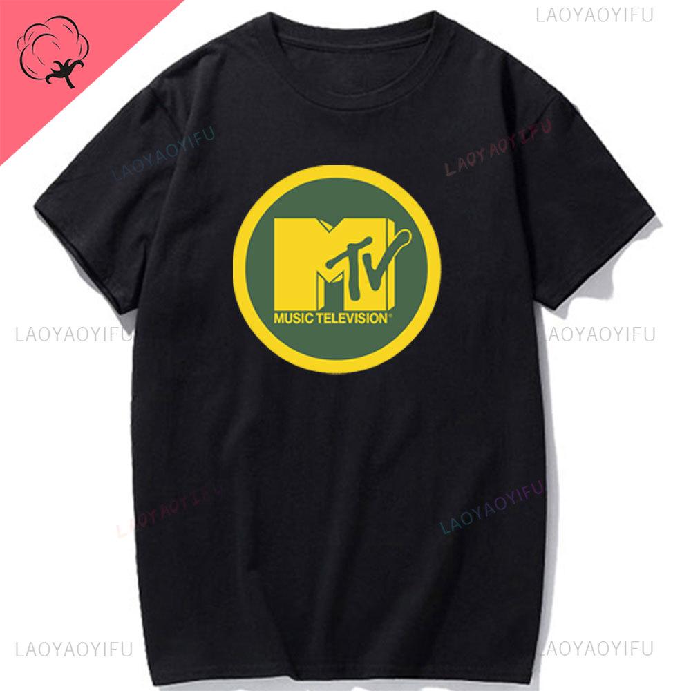 Koszulka damska z grafiką wideo MTV Zabawna Odzież męska Hip Hop Klasyczne logo MTV Vintage Pasująca Bawełniana koszulka Moda Streetwear Krótka