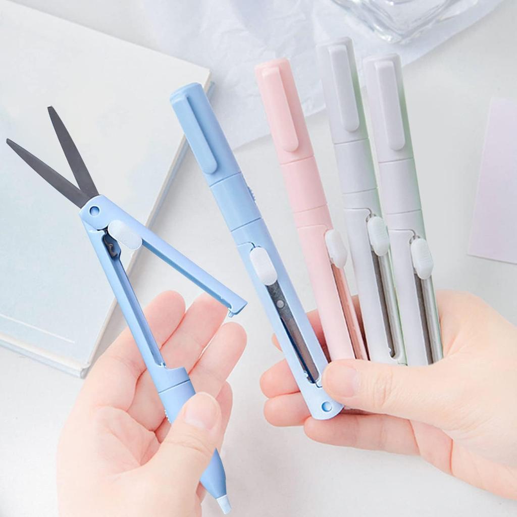 12-in-1 Double-Ended Pen Scissors with Paper Cutter Foldable Stainless Steel Blades and Ceramic Pen Knife for Multiple Scenes1pc