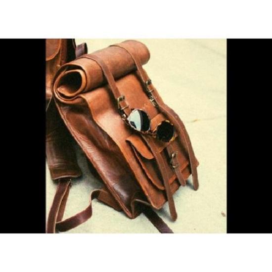 Men Vintage Genuine Desert Rustic Leather Laptop Backpack Rucksack Messenger Bag