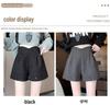 Women's Winter 2024 Black Woolen High-Waisted Wide-Leg Bootcut Shorts