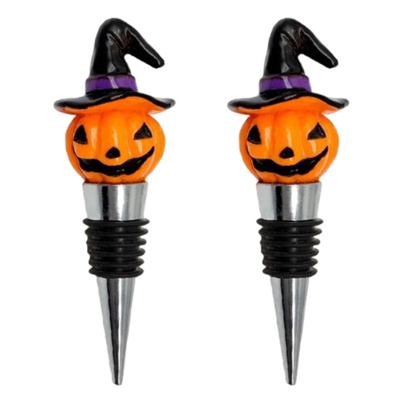 

Metal And Resin Halloween Wines Stopper With Witches Hat Pumpkins Design For Holiday Decorative Bottle Sealing 1