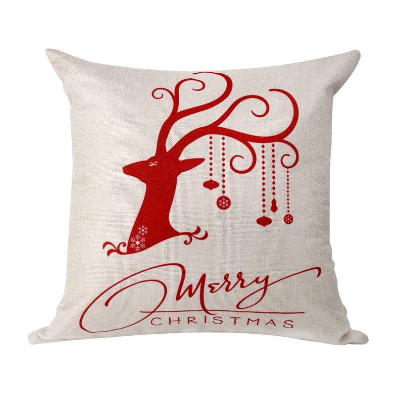 Luxurious 18'' Xmas Cotton Pillow Case Linen Cushion Cover For Merry Christmas Home Decoration