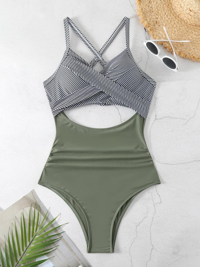 Women’s Sexy Monokini Bathing Suit One-Piece Cut-Out Bikini Swimsuit, Backless Tight-Fit Swimwear