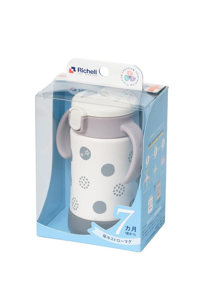 Richell Try Insulated Straw Mug Light 1 Shelf Life SD, Gray, 300ml, 7-month