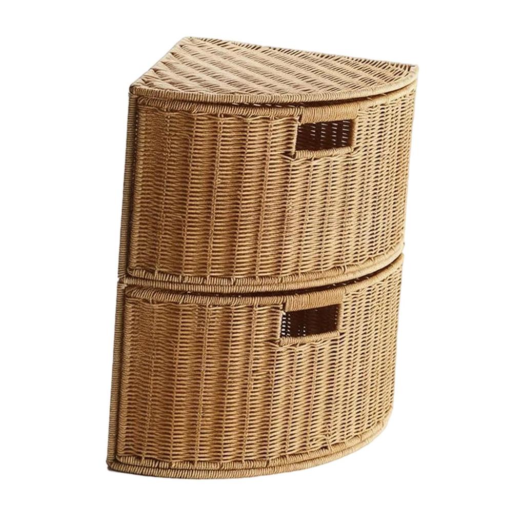 2 Tier Corner Storage Basket Stackable Wardrobe Organizer for Books Clothing S