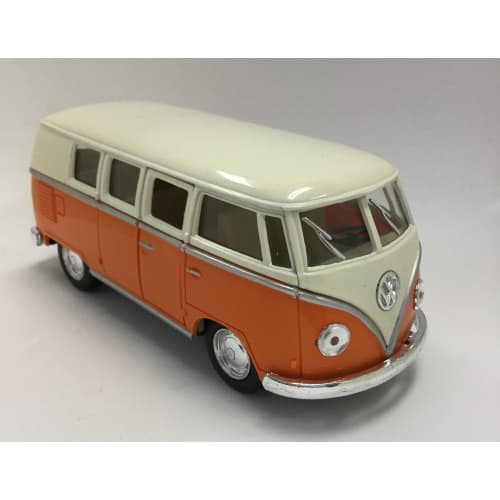 KiNSMART 1/32 Scale 1962 Volkswagen Bus Pullback Diecast Car (Ivory x Orange)