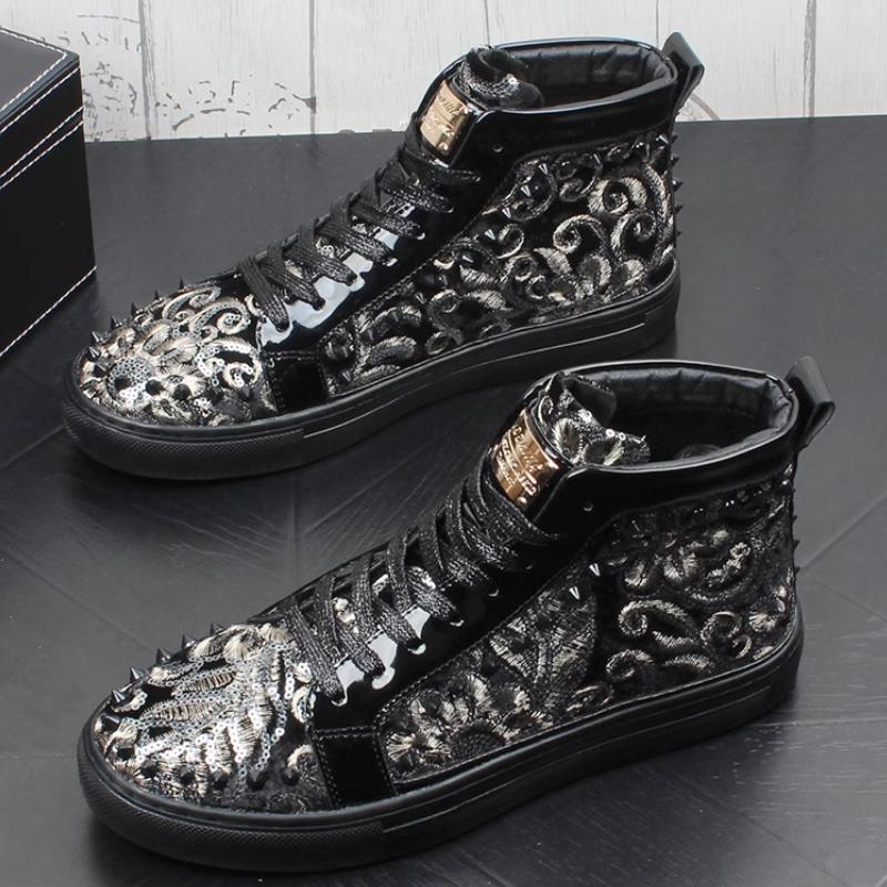 Fashion Men Fashion Casual Ankle Boots Spring Autumn Rivets Luxury Brand Sneakers Male High Top Punk Style Shoes Zapatos Hombre a8