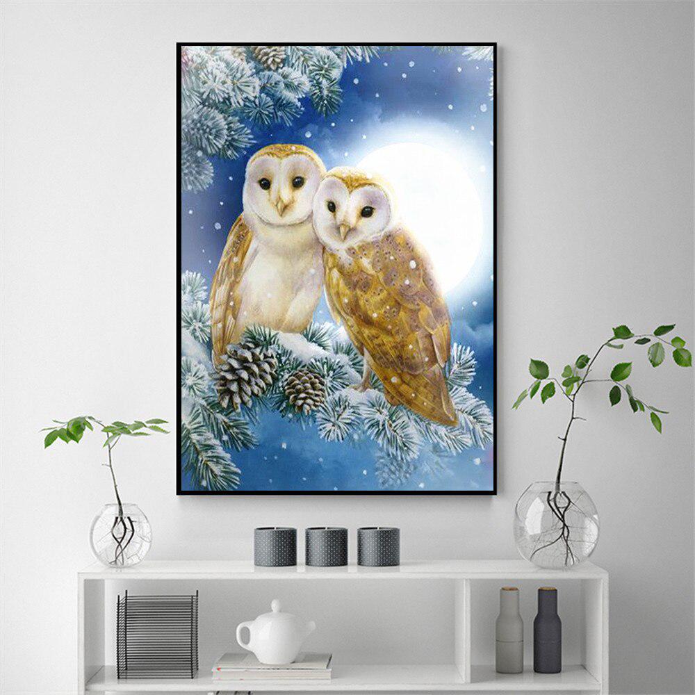 Diamond Embroidery Sale Owl Full Drill Square 5d Diamond Painting Winter Rhinestones