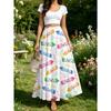 Women'S Colorful Crayon Smiling Face Print A-Line Casual Long Skirt, Summer Versatile Seaside Style