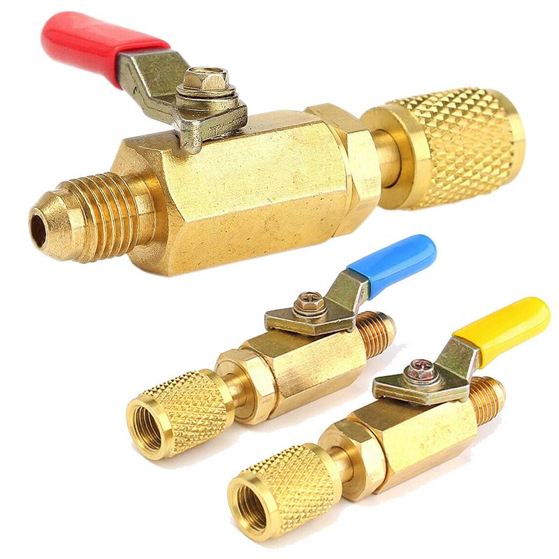 HVAC Tools HVAC Business 3Pcs Color Coded R410A Refrigerant Straight Ball Valves AC Charging