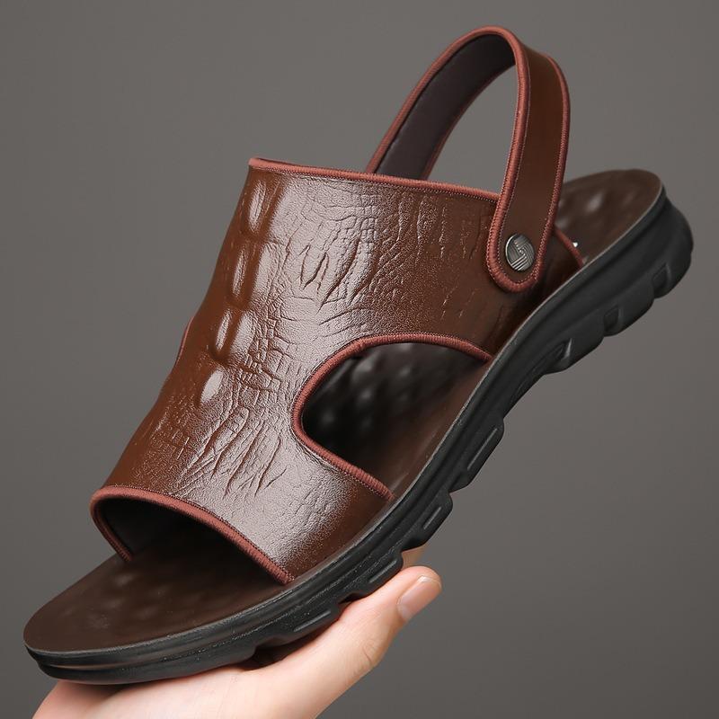 Fashion 2024 Summer Crocodile Pattern Men's Sandals Designer New Non-slip Outdoor Beach Man Shoes Casual Male Slippers