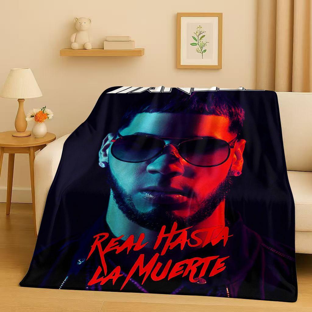 3D Anuel AA Real Hasta La Muerte Rapper Flannel Blanket,Ultra Soft Warm Plush Throw for Home Bedroom Bed Sofa Cover Kids Picnic