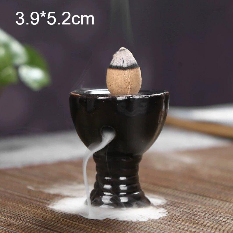 Mini Backflow Incense Burners Multiple Ceramic Cone Incense Holder Small Buddha Hand Desk Ornaments Home Mustard Zen Decoration