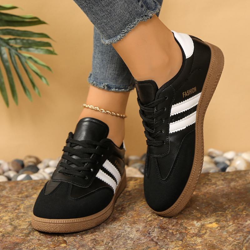 Damen Vintage-inspirierte Freizeitsneaker - Low-Top Schnürschuhe mit Colorblock-Design, Schuhe im Stil von German Army Trainern für den Alltag