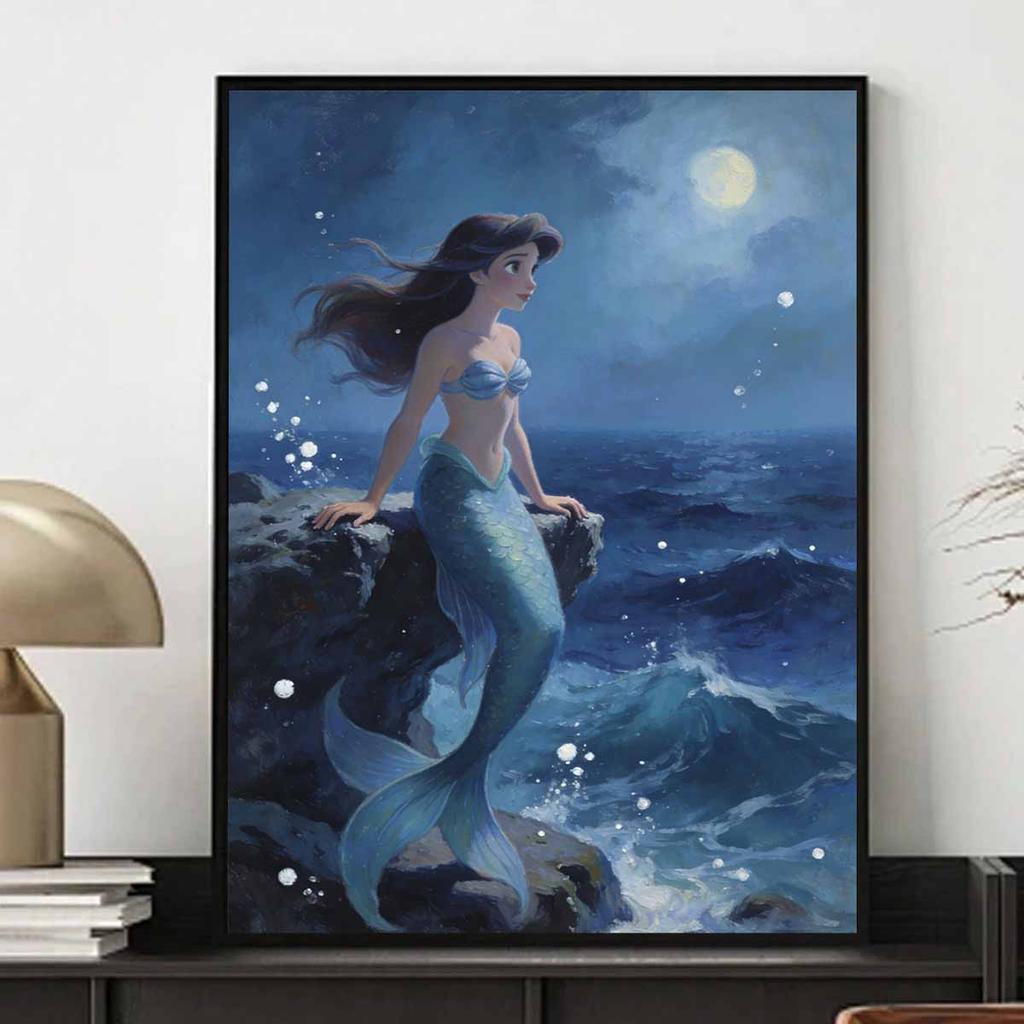 Disney Little Mermaid Ariel Moonlight Ocean Diamond Painting Art Mosaic Kit Handmade diy5D Home Decor Gift