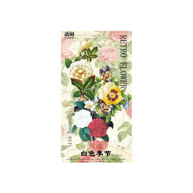 60 Pcs/pack Vintage Plants Floral Journal Decorative Stationery Stickers Scrapbooking DIY Diary Album Stick Label