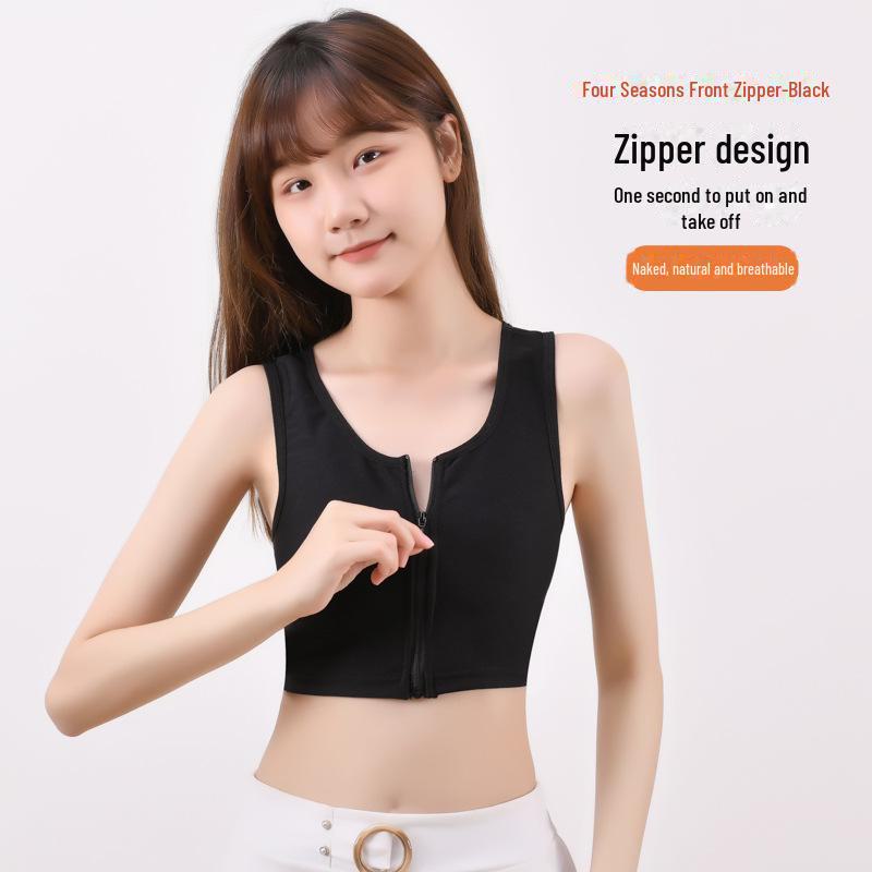 

Женский бюстгальтер-майка на молнии для всех размеров: Бесшовный, ударопрочный, утягивающий, противоударный и моделирующий. M (40-50 kg) чёрный