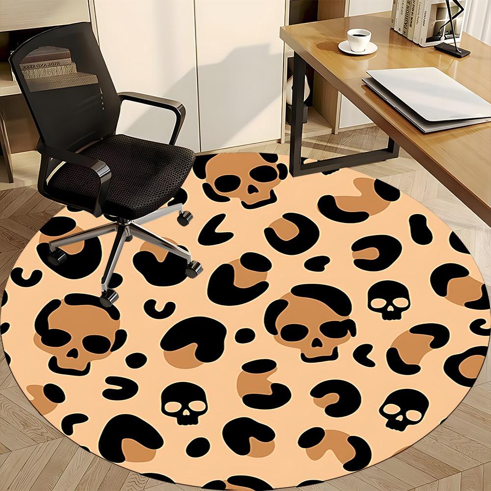 1pc Skulls Office Round Area Rug, Indoor Mat Suitable For Office, Under Office Chairs Bedroom Living Room Home Decor, Room Deco