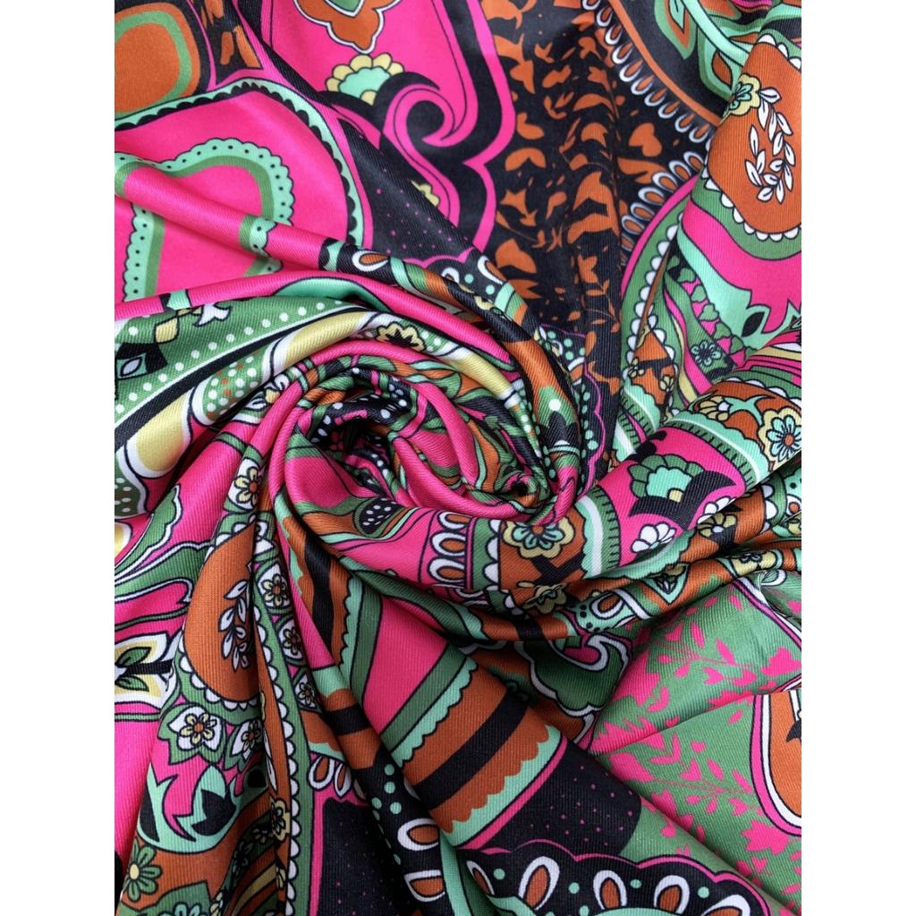 Paisley Print Cold Shoulder Loose Dress, Vintage Long Sleeve Dress For Spring & Fall
