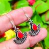 Natural Italian Red Coral Gemstone 925 Sterling Silver Earring 1.58" P9r40
